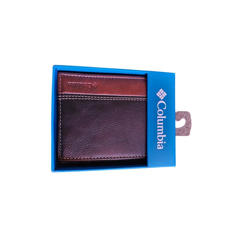 Columbia Black / Brown Mens Wallet 3 Fold Pockets Soft New NWT
